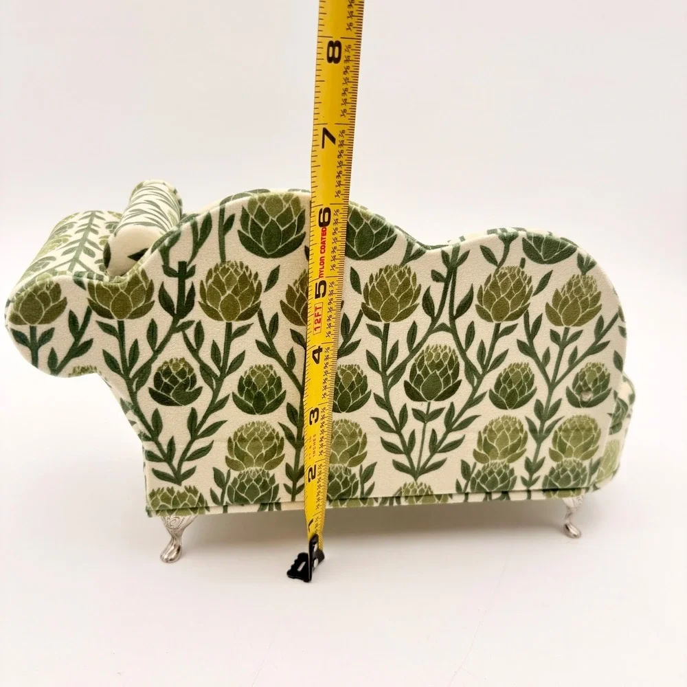 Vintage Style Mini Chaise Lounge Jewelry Box Green Artichoke Botanical Print